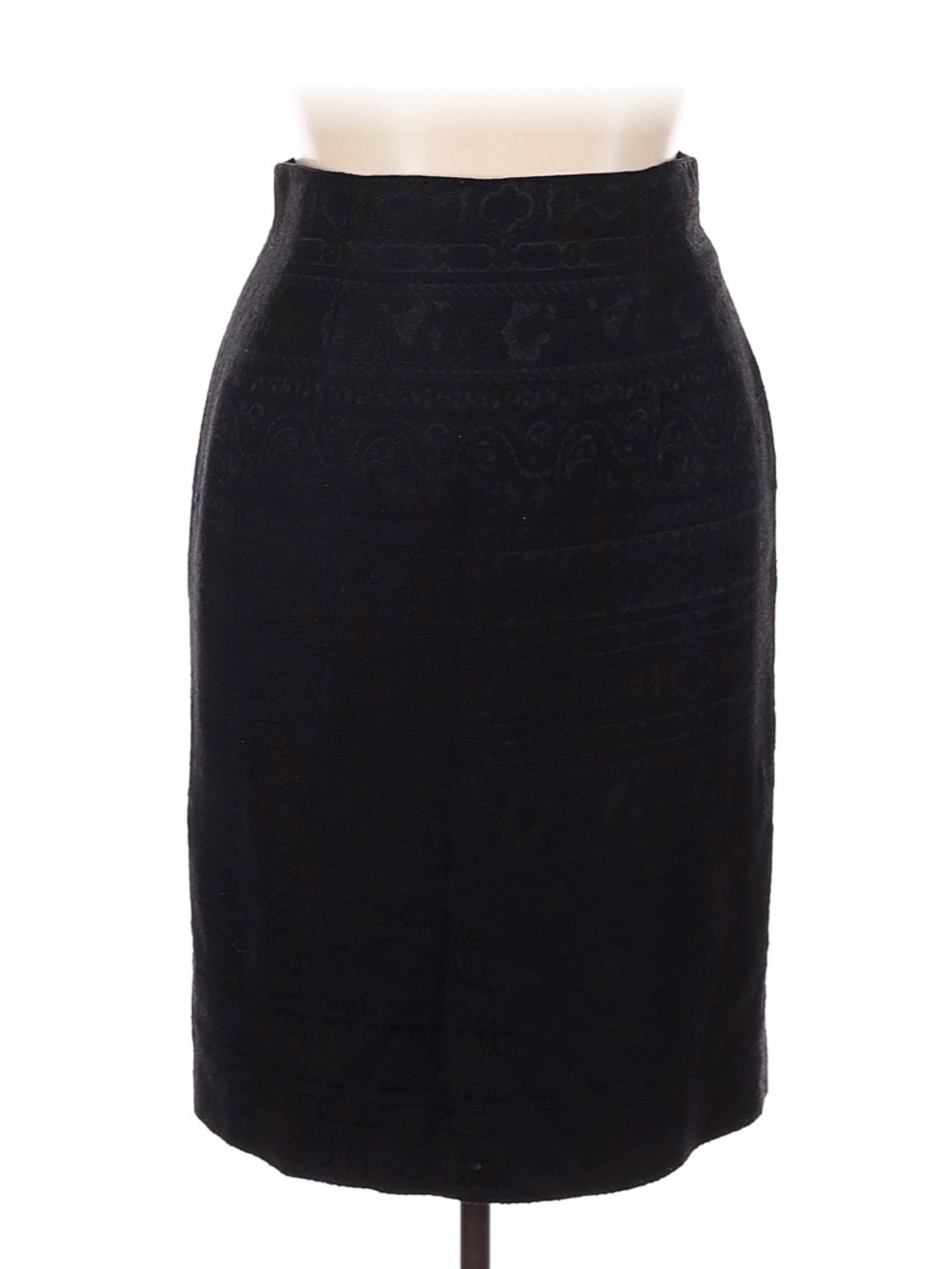 Christian Dior Vintage Black Jacquard High-Waist Pencil Skirt